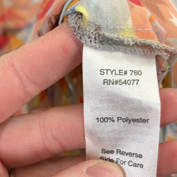 CAbi Red and Orange Sleeveless Blouse with Notched Collar - Picture 4 of 4